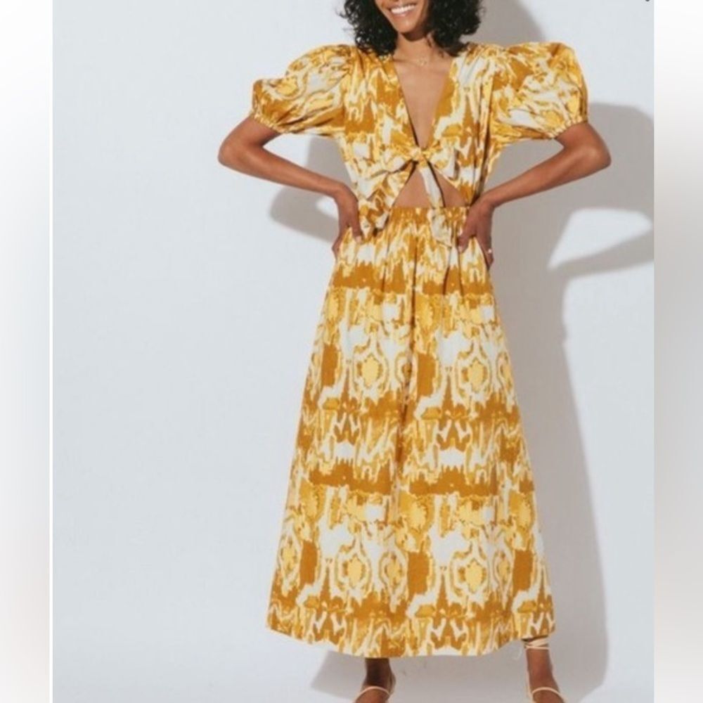 CLEOBELLA SADIE ANKLE DRESS YELLOW WATERCOLOR SMALL